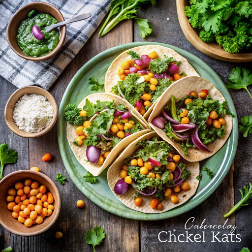 Tacos de Garbanzo y Col Rizada con Salsa de Cilantro
